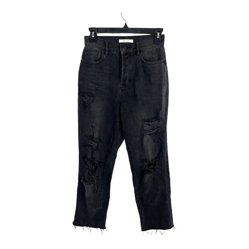 Pacsun high rise straight‎ black cut off jeans